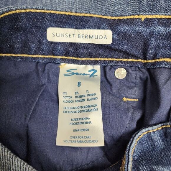 Seven 7 Sunset Bermuda Jean Shorts Blue Size 8 - Picture 3 of 9